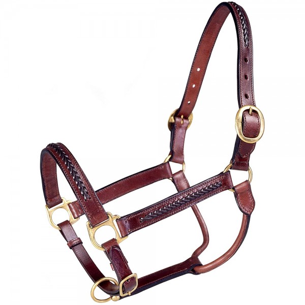 Royal King Braided Leather Halter, Brown