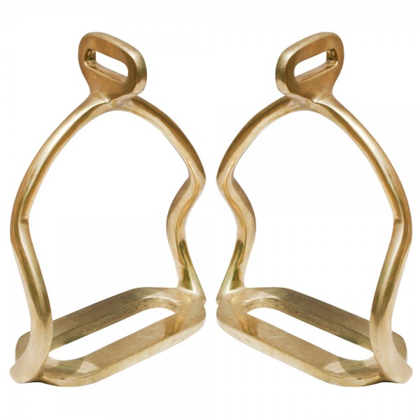 Safety Stirrups Irons Double Bent Golden Brass