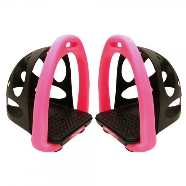 Plastic Safety Cage Stirrups Pink and Black Color