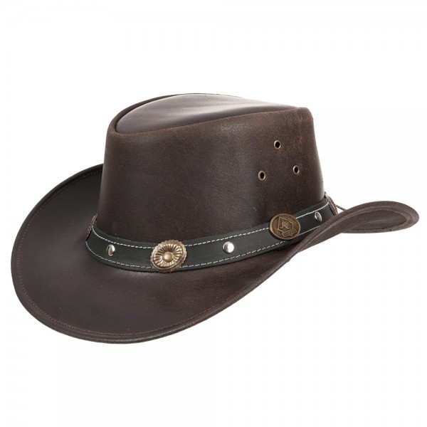 LEATHER COWBOY HAT WITH A WIDE BRIM BY SCIPPIS