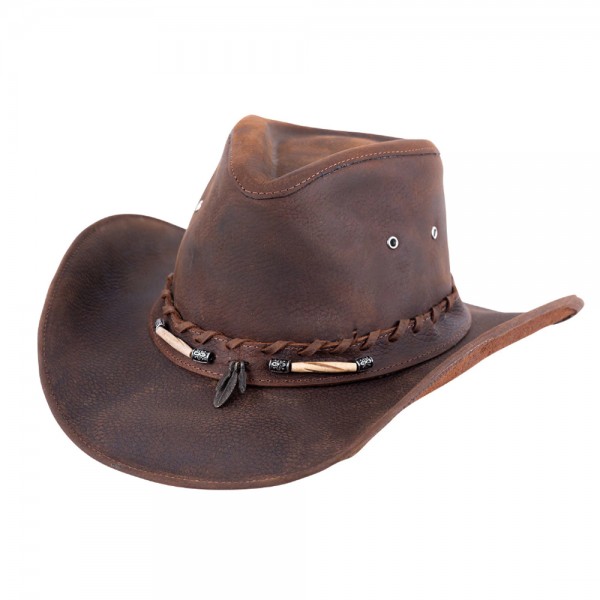 Briscoe Chocolate Leather Cowboy Hat